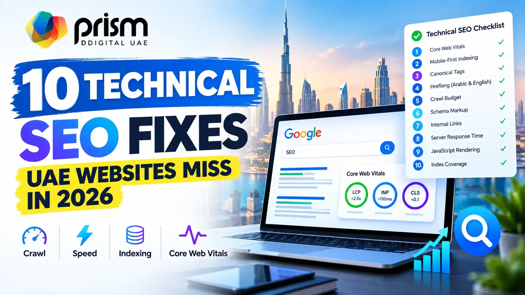 Technical SEO checklist showing 10 fixes UAE websites need in 2026